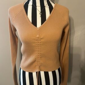 MissGuided Tan V-Neck Sweater small /6